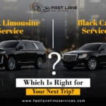 Luxury black limousine service for airport transfers, events, and city rides — Fast Lane Limo Services.