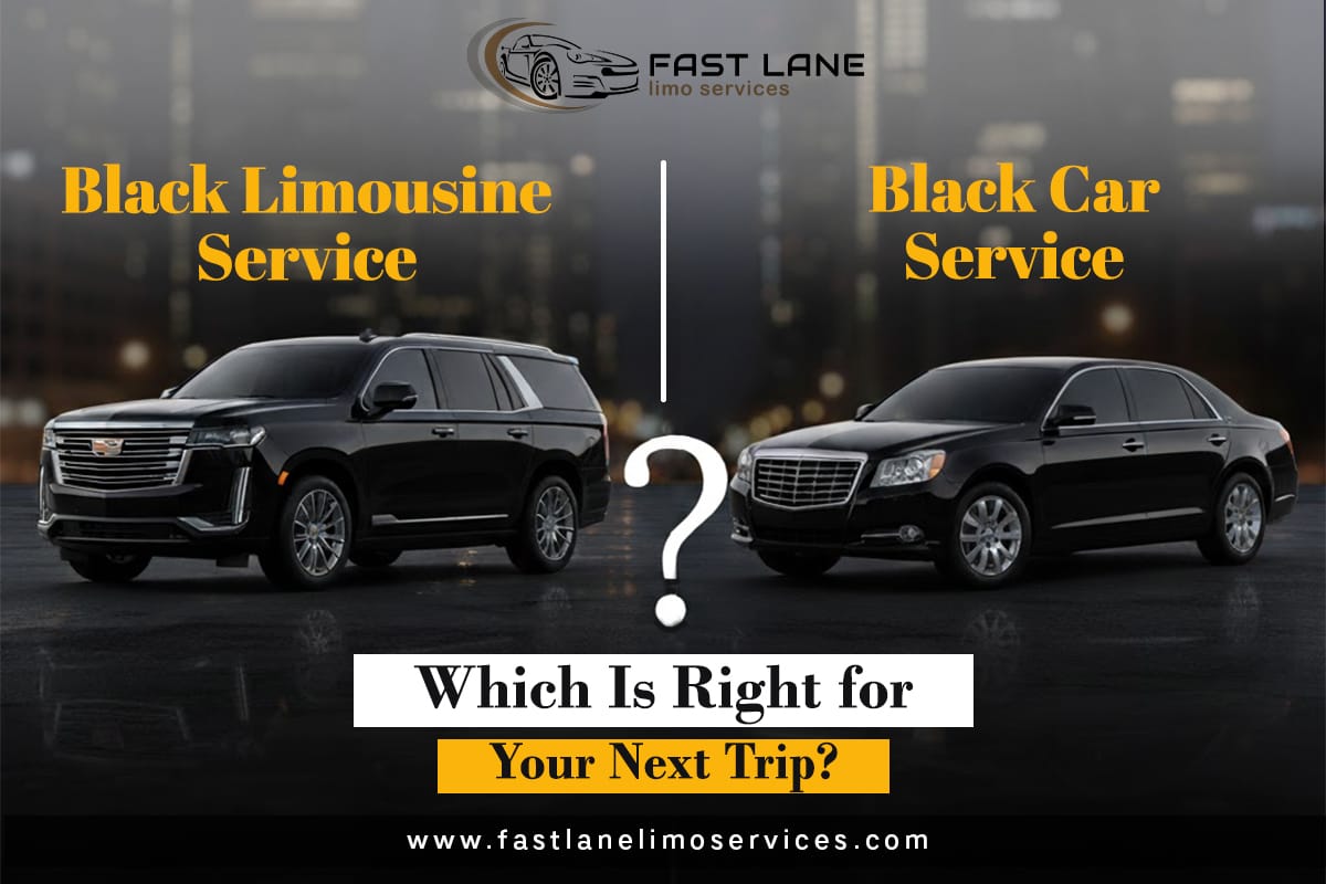 Luxury black limousine service for airport transfers, events, and city rides — Fast Lane Limo Services.