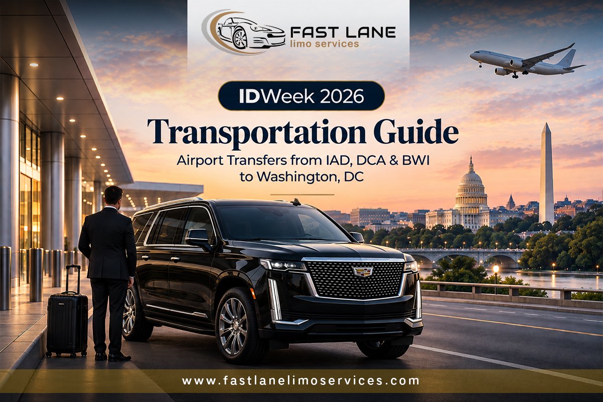 IDWeek 2026 transportation guide featuring airport transfer options from Washington Dulles, Reagan National, and BWI to Washington, DC.